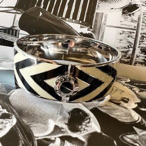 Henri Bendel Black & White Chevron Enamel Bracelet